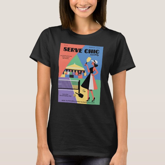 T-shirt Affiche de mode chic de service de pickleball (Devant)