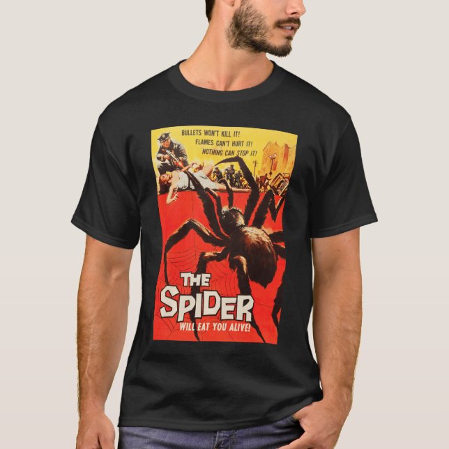 T-shirt Affiche de monstre classique d'Halloween d'araigné (Devant)