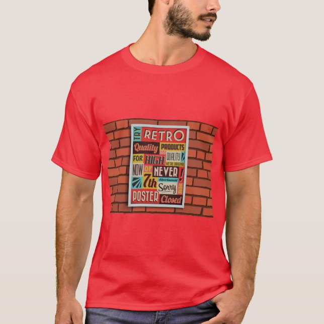 T-shirt Affiche de mur en brique rétro (Devant)
