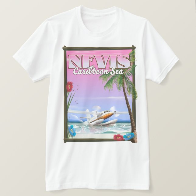 T-shirt affiche de Nevis Holiday. (Design devant)
