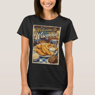 T-shirt Affiche de nourriture vintage vendredi poisson fri