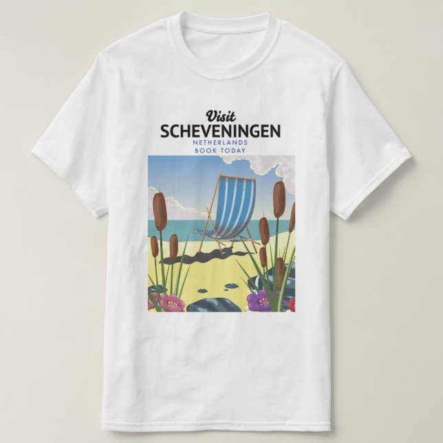 T-shirt Affiche de plage de Scheveningen Pays-Bas (Design devant)