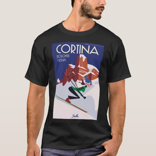 T-shirt Affiche de ski Cortina D'Ampezzo (Devant)