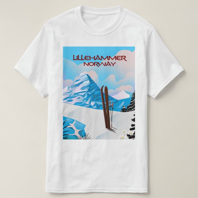 T-shirt Affiche de ski de Lillehammer Norvège. (Design devant)
