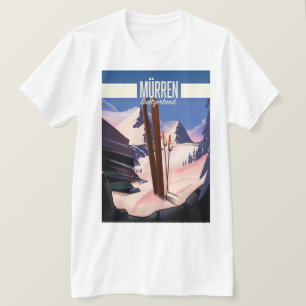 T-shirt Affiche de ski de Murren Suisse impression d'art.