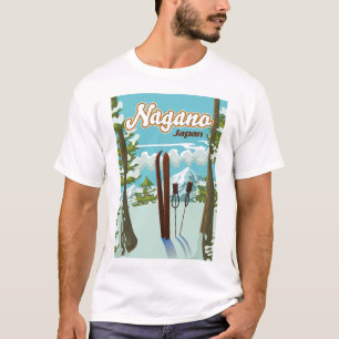 T-shirt Affiche de ski de Nagano Japon