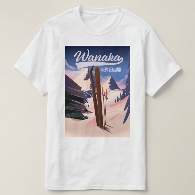 T-shirt Affiche de ski de Wanaka en Nouvelle-Zélande (Design devant)
