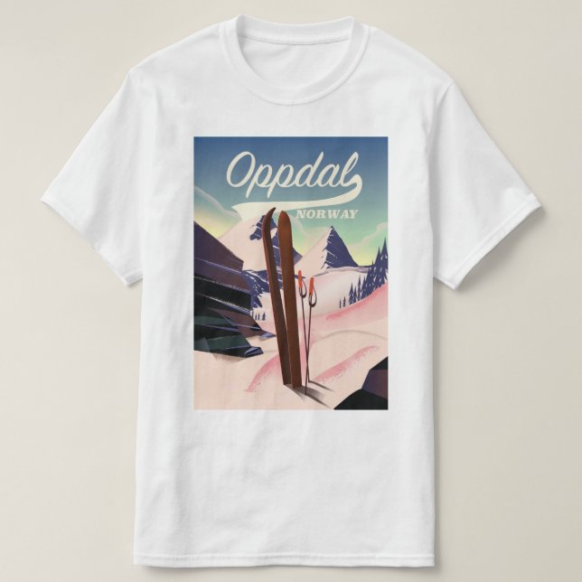 T-shirt Affiche de ski d'Oppdal norvège. (Design devant)
