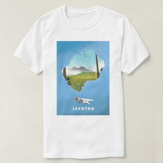 T-shirt Affiche de ski en Afrique du Sud Lesotho (Design devant)