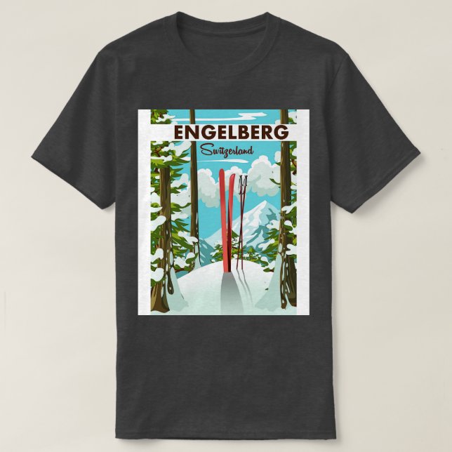 T-shirt Affiche de ski Engelberg Suisse (Design devant)