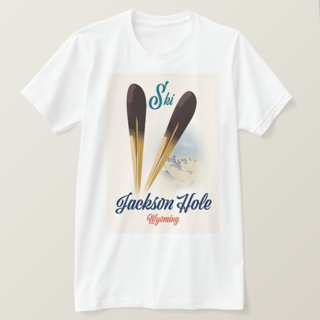 T-shirt Affiche de ski Jackson Hole Wyoming (Design devant)