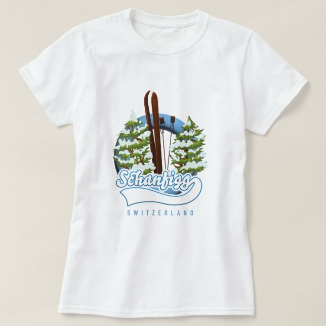 T-shirt Affiche de ski Schanfigg Suisse (Design devant)