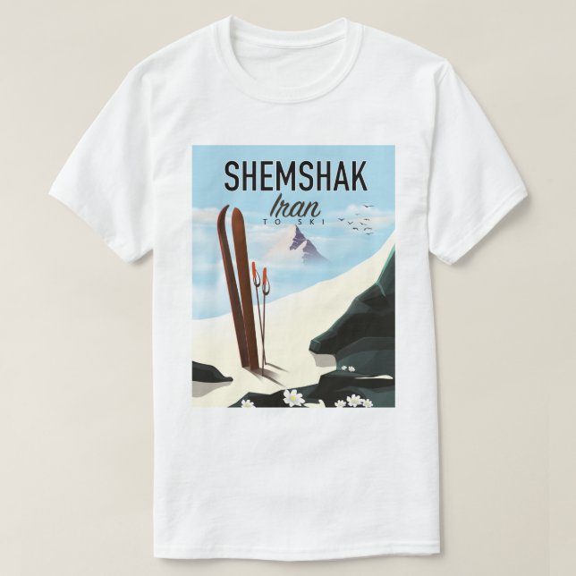T-shirt Affiche de ski Shemshak Iran. (Design devant)