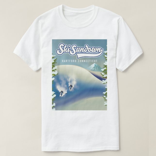 T-shirt Affiche de ski Sundown Hartford Connecticut (Design devant)
