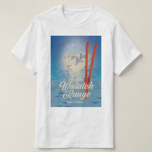 T-shirt Affiche de ski Wasatch Range Utah & Idaho (Design devant)