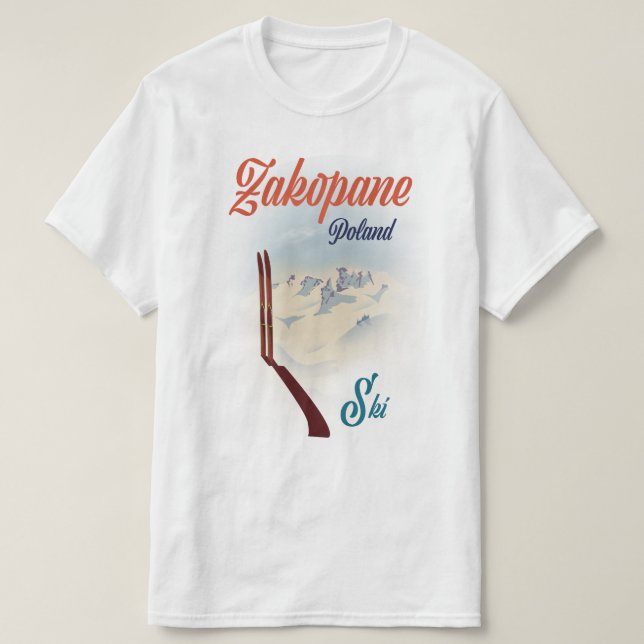 T-shirt Affiche de ski Zakopane Pologne (Design devant)