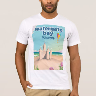 T-shirt affiche de vacances de château de sable de waterga