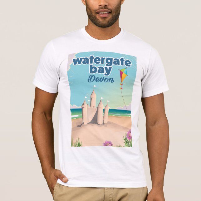 T-shirt affiche de vacances de château de sable de waterga (Devant)
