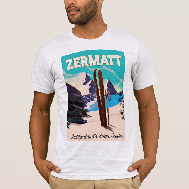 T-shirt Affiche de vacances de Zermatt Ski (Devant)