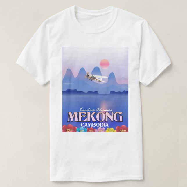 T-shirt Affiche de vacances sur le fleuve Mekong Cambodge (Design devant)