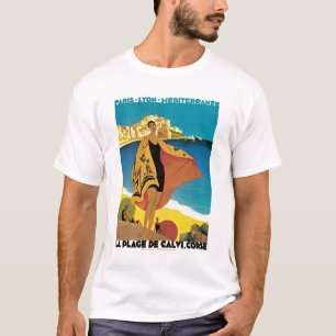 T-shirt Affiche de Vintage voyage de la plage De Calvi de