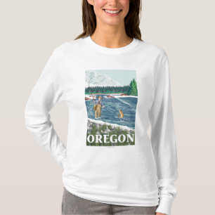 T-shirt Affiche de Vintage voyage de pêcheur de mouche