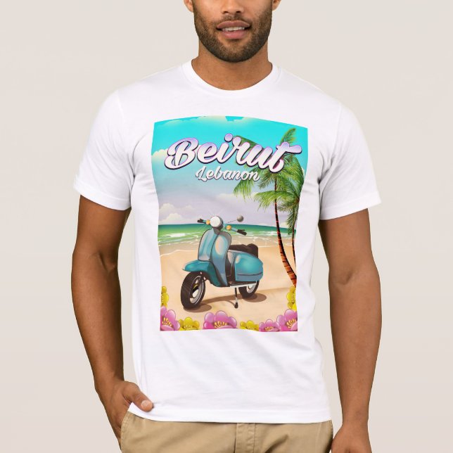 T-shirt Affiche de voyage à Beyrouth Liban à scooter (Devant)