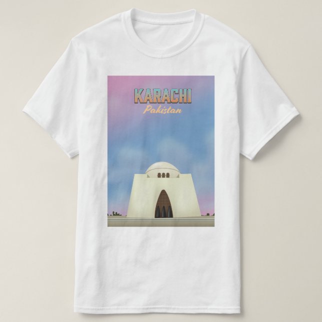 T-shirt Affiche de voyage à Karachi Pakistan (Design devant)