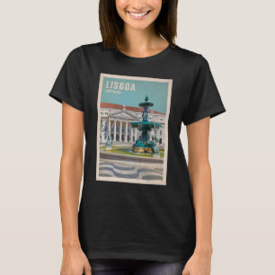 T-shirt Affiche de voyage à Lisbonne D. Théâtre Maria II,