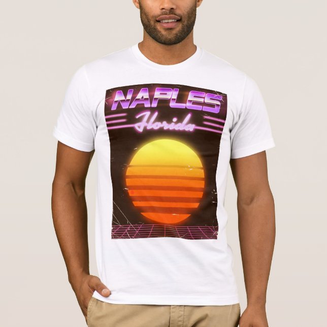 T-shirt Affiche de voyage à Naples Floride années 80 (Devant)