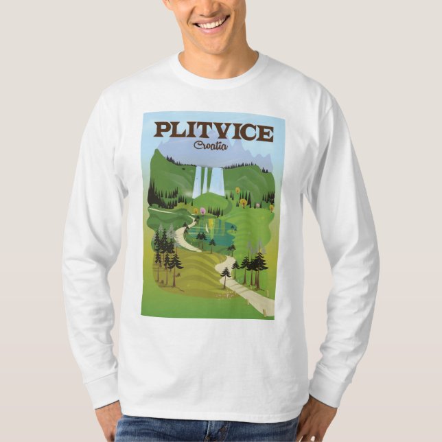 T-shirt Affiche de voyage à Plitvice Croatie (Devant)