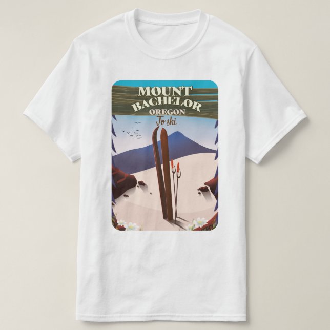 T-shirt Affiche de voyage à ski Mount Bachelor Oregon (Design devant)