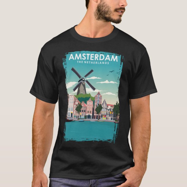 T-shirt Affiche de voyage Amsterdam (Devant)