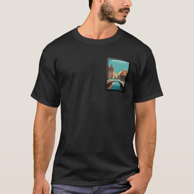 T-shirt Affiche de voyage Amsterdam Pays-Bas (Devant)