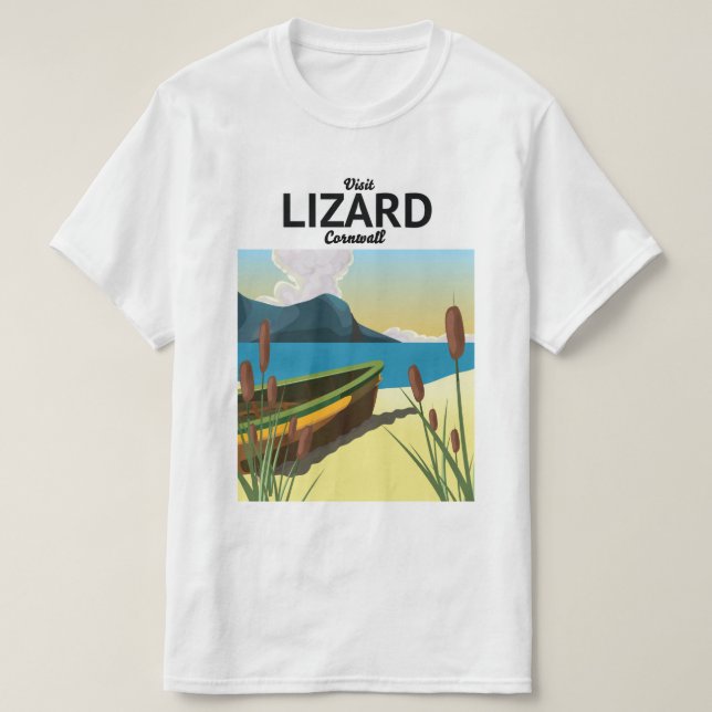 T-shirt Affiche de voyage au bord de la mer de Lézard (Design devant)