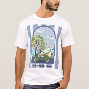 T-shirt Affiche de voyage côtière de scooter d'été méditer