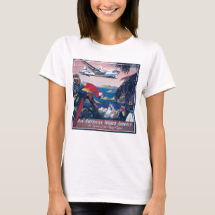T-shirt Affiche De Voyage D'Avion De Mer Survolant Les Car