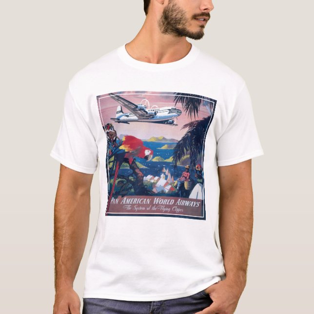 T-shirt Affiche De Voyage D'Avion De Mer Survolant Les Car (Devant)