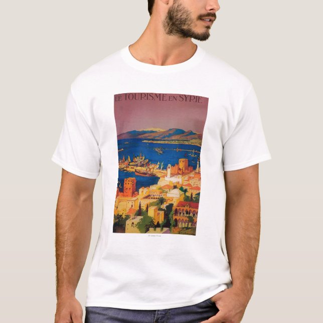 T-shirt Affiche de voyage de Français, voyageant en Syrie (Devant)