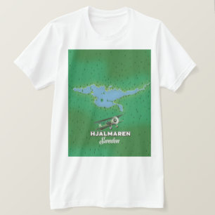 T-shirt Affiche de voyage de la carte de Suède Hjälmaren