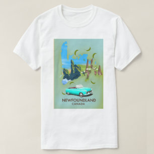 T-shirt Affiche de voyage de la carte de Terre-Neuve Canad