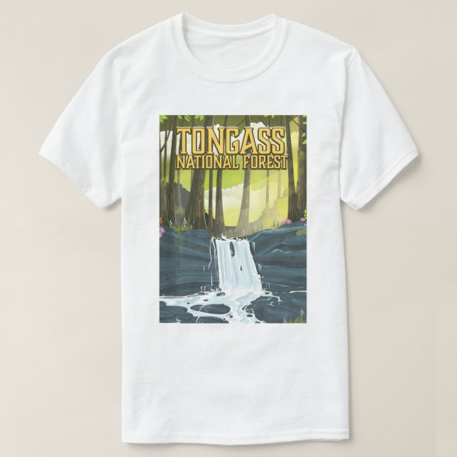 T-shirt Affiche de voyage de la Forêt nationale de Tongass (Design devant)