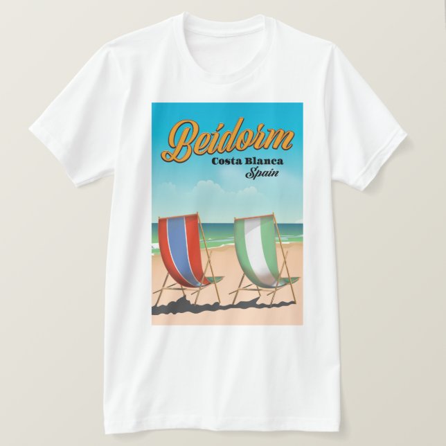 T-shirt Affiche de voyage de la plage de Benidorm (Design devant)