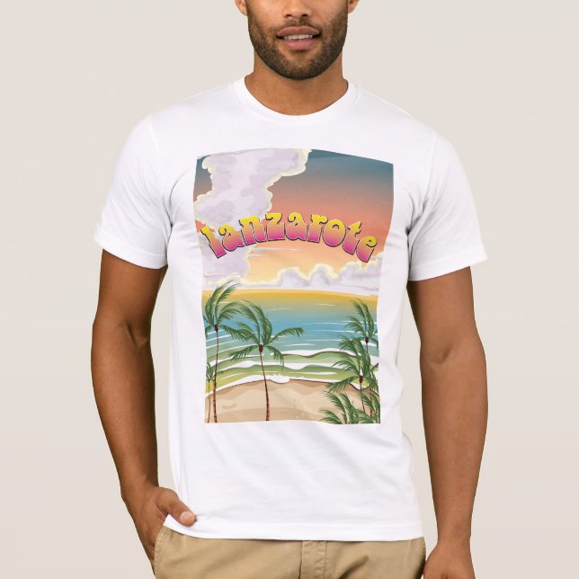 T-shirt Affiche de voyage de la plage de Lanzarote (Devant)