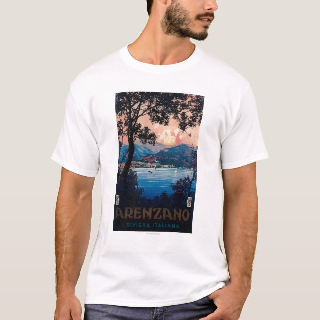 T-shirt Affiche de voyage de la Riviera d'Italien (Devant)