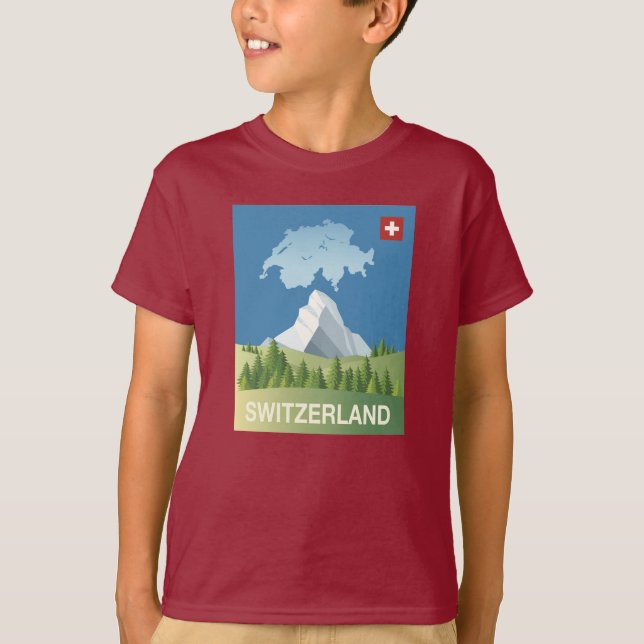 T-shirt Affiche de voyage de la Suisse (Devant)