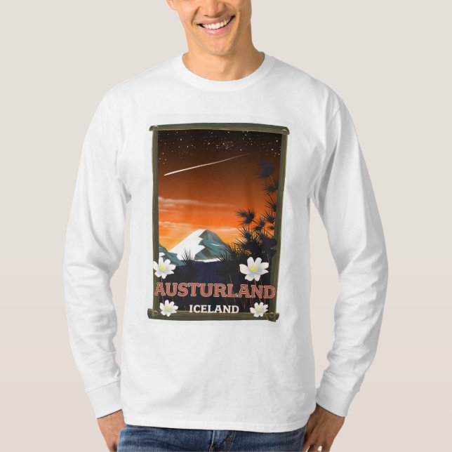 T-shirt Affiche de voyage de l'île d'Austurland (Devant)