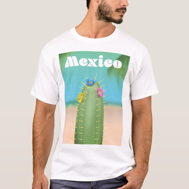 T-shirt Affiche de voyage de Mexico Cactus (Devant)
