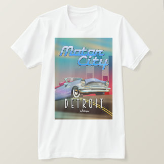 T-shirt Affiche de voyage de Motor City Detroit Michigan.
