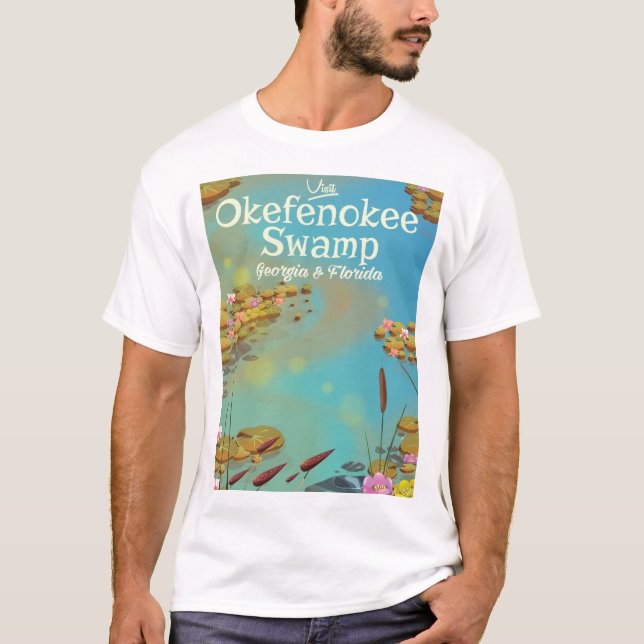 T-shirt Affiche de voyage de Okefenokee Swamp (Devant)
